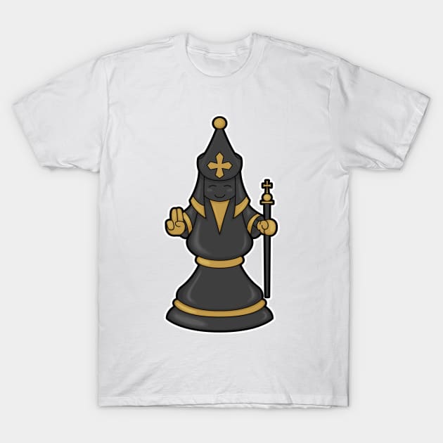 Chess piece Bishop at Chess with Staff T-Shirt by Markus Schnabel